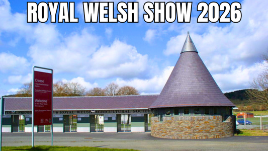 Entrance to the Royal Welsh Showground in Llanelwedd, with Royal Welsh Show 2026 title text