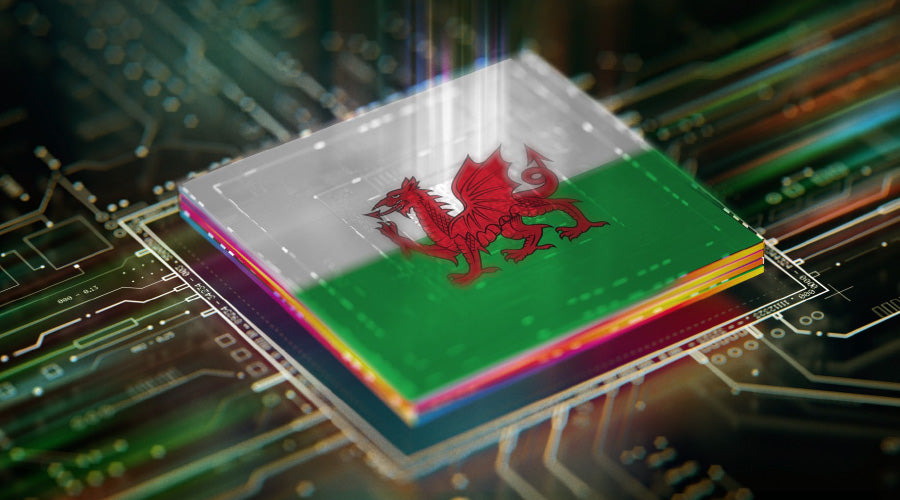 Digital illustration representing artificial intelligence and technology in Wales.