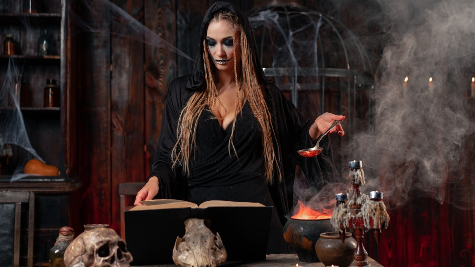 A Welsh witch illustration representing the word gwrach.