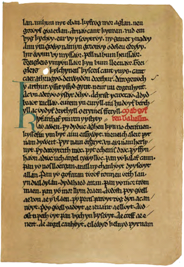 Facsimile page from the medieval Book of Taliesin