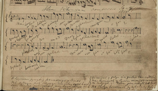 Earliest known manuscript of Hen Wlad Fy Nhadau with handwritten music and lyrics