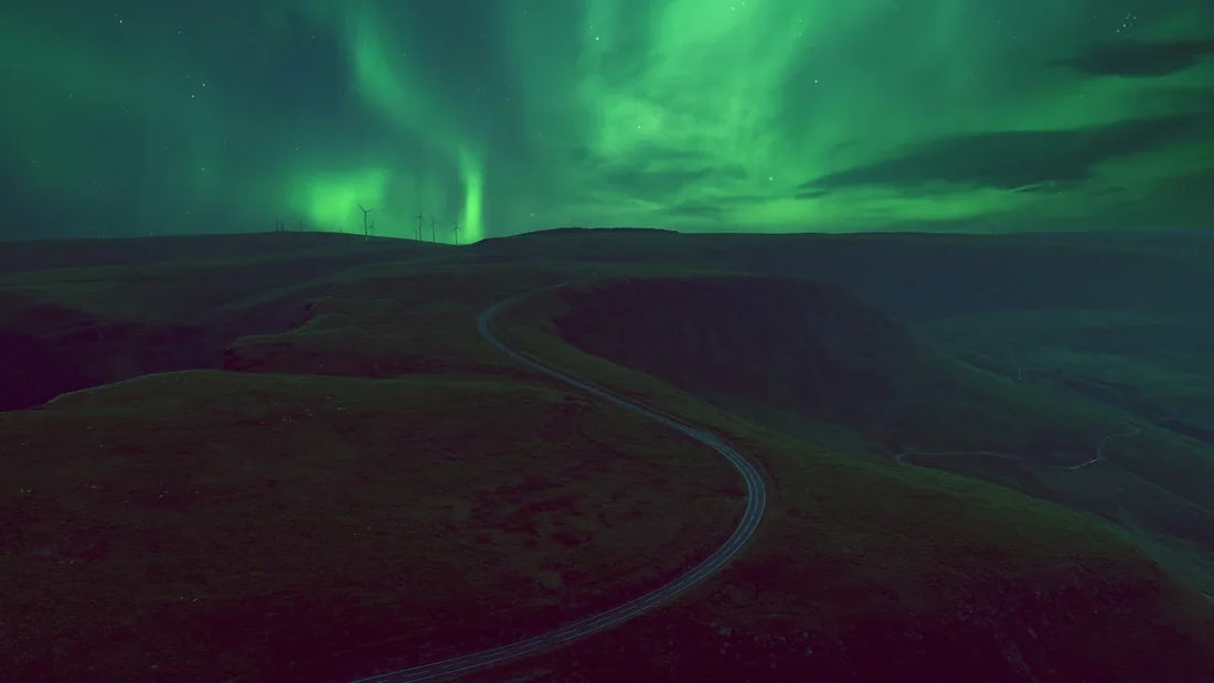 Green aurora over Bwlch Mountain near Treorchy in South Wales