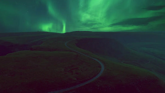 Green aurora over Bwlch Mountain near Treorchy in South Wales