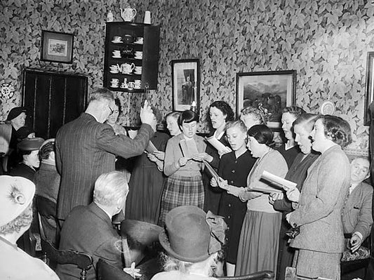 Bodfari women's choir performing at a noson lawen in 1953