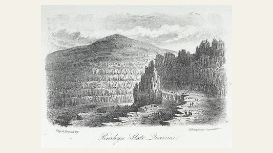 Historic view across Penrhyn Slate Quarries around 1865