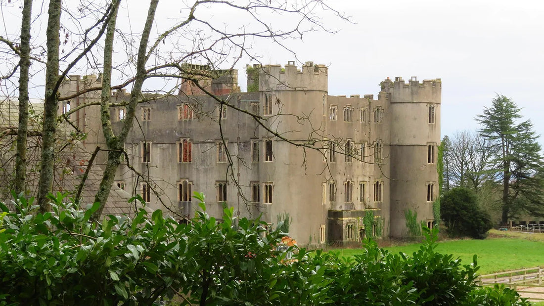 Ruperra Castle near Caerphilly, showing its four round towers and roofless walls