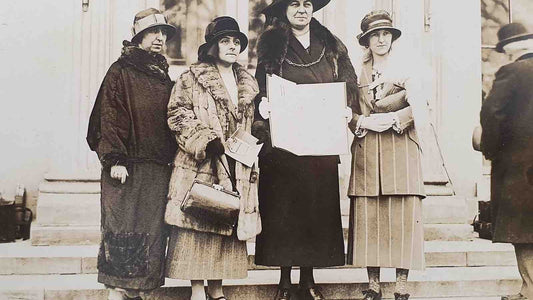 Welsh peace delegates and an American organiser with the petition memorial at the White House in 1924