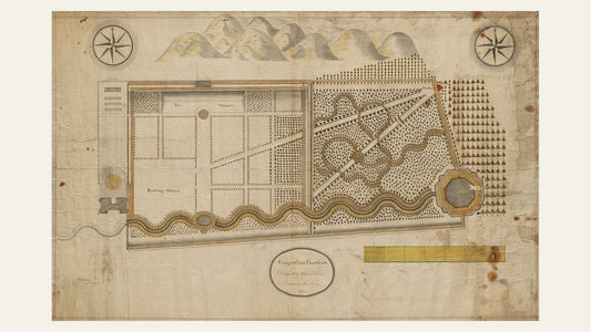 Detailed 1765 estate map of Gogerddan Gardens in Ceredigion