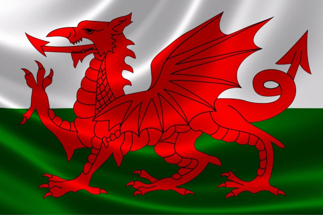 the welsh flag on satin